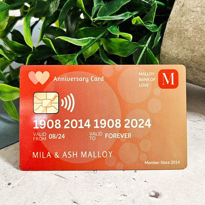 Personalised Anniversary Wallet Card, Romantic Keepsake Gift for Partner, Wedding Anniversary Present for Couples, Sentimental Metal Love Credit Card