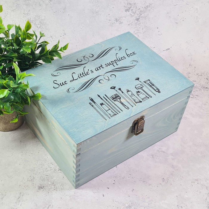 Personalised Art Supply Box I Wooden Craft Storage Organiser I A4 & Large Sizes