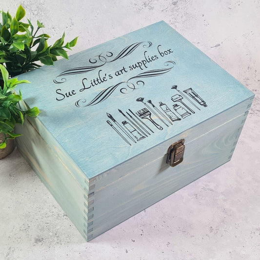 Personalised Art Supply Box I Wooden Craft Storage Organiser I A4 & Large Sizes