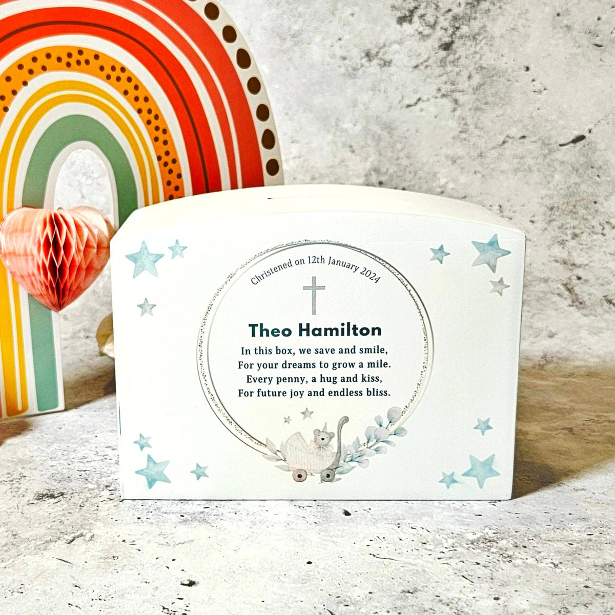 Religious Money Box Personalised Children's Christening Money Box - Custom Baptism Treasur ...