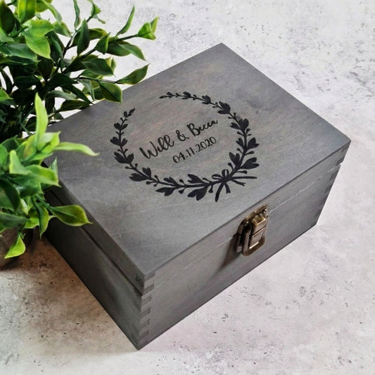 Personalised Couples Gift I His and Hers Engraved Wooden Keepsake Box - 6 Sizes Small to XLarge