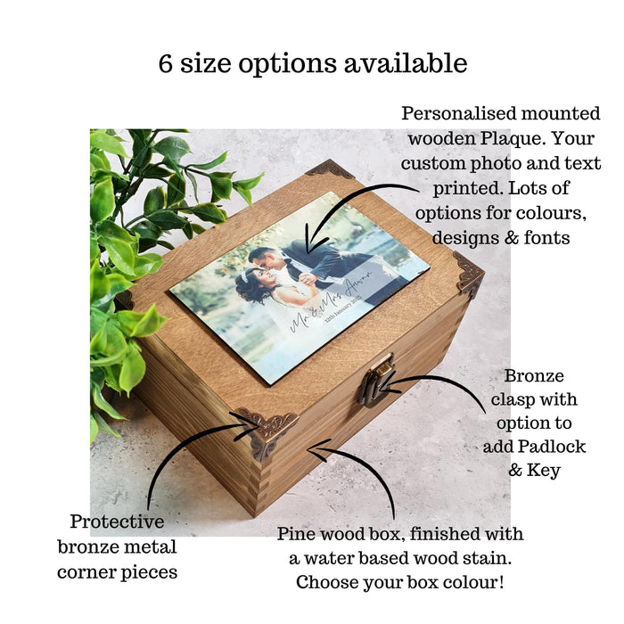 Personalised Couples Photo Memory Box I Mr & Mrs Anniversary Keepsake Box I Bride & Groom Wedding Box