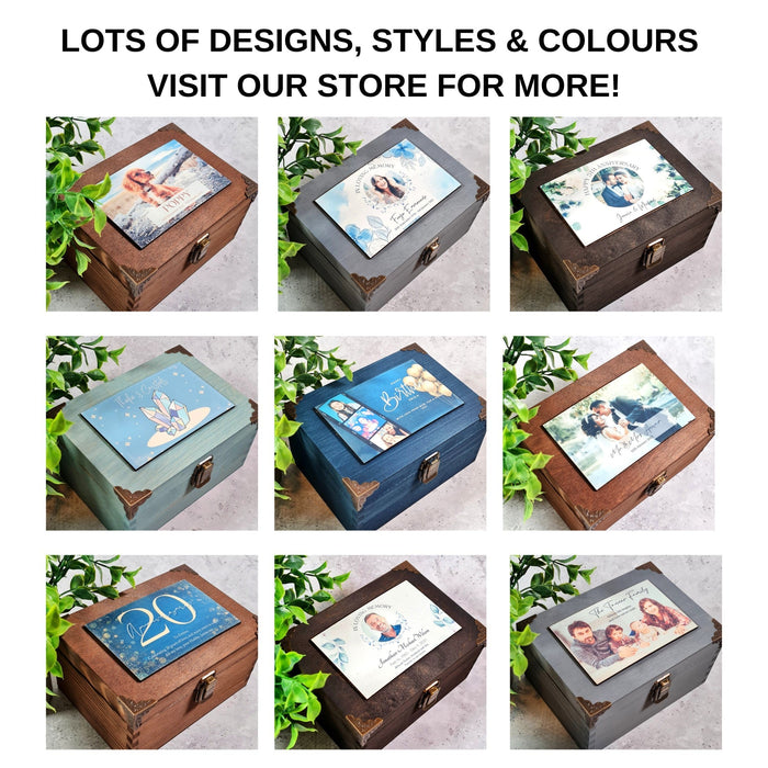 Personalised Dog Ashes Box with Photo, Wooden Memory Box for Dog Keepsakes, Pet Loss Memorial Box, Dog Keepsake Box with Custom Photo Plaque