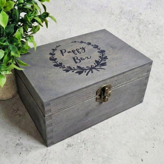 Personalised Dog Toy Box I Puppy Treat Box I Wooden Pet Memory Box - 6 Sizes Small to XLarge