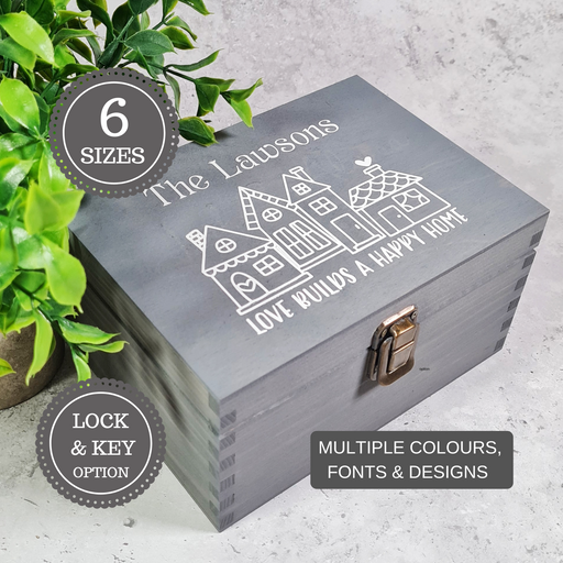 Personalised Family Tree Keepsake Box I Children's Time Capsule I Wooden Family Organiser