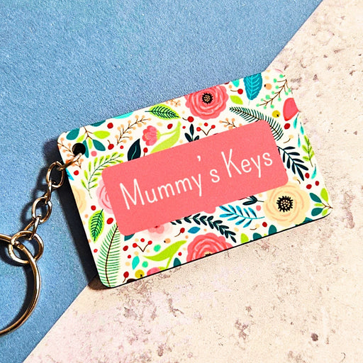 Personalised Floral "Mummy's Keys" Wooden Keyring