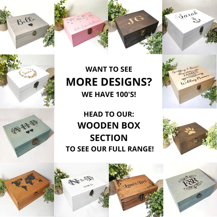 Personalised Floral Wooden Keepsake Box I Special Birthday Gift Idea - 6 Sizes Small to XLarge