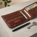 Personalised Genuine Brown Leather Wallet - Custom Message Accessory Gift for Men