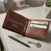 Personalised Genuine Brown Leather Wallet - Custom Message Accessory Gift for Men