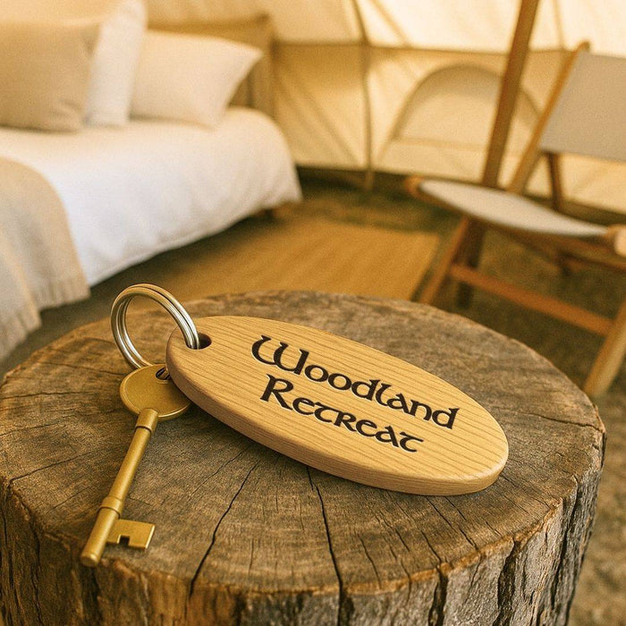 Personalised Glamping Campsite Keyring