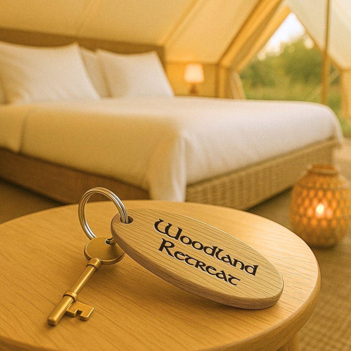 Personalised Glamping Campsite Keyring
