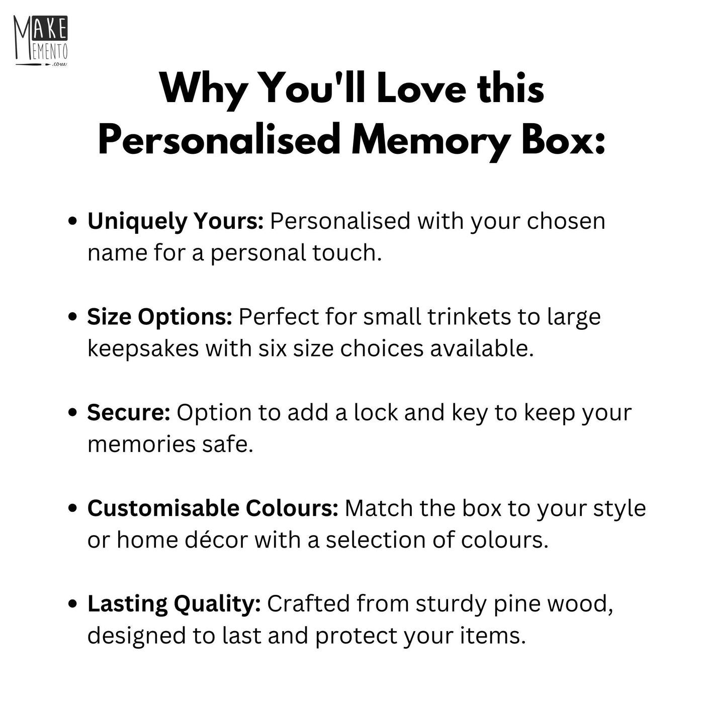 Personalised Gold Name Box I Small & Large Lockable Wood Memory Boxes ...