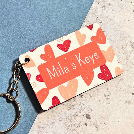 Personalised Heart-Themed Wooden Keyring