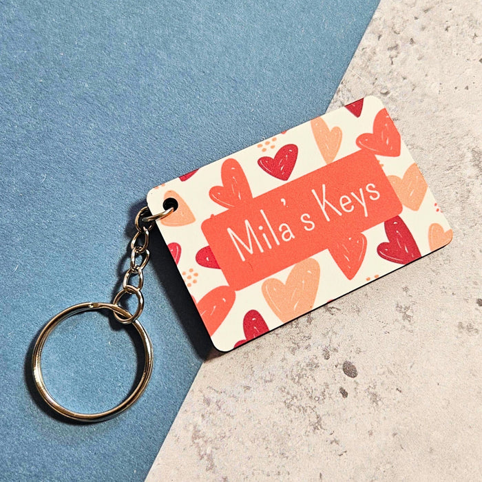 Personalised Heart-Themed Wooden Keyring