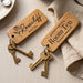 Personalised Hotel Guesthouse Wood Keyring I Name Fob