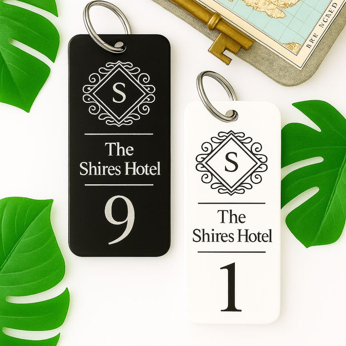 Hotel Key Rings Decals Personalised Hotel Keyring I Acrylic Engraved Business Logo Keychain ...