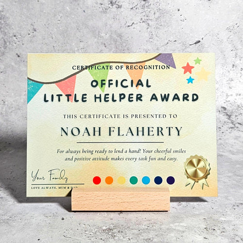 Personalised Little Helper Certificate - Kids' Achievement Metal Award ...
