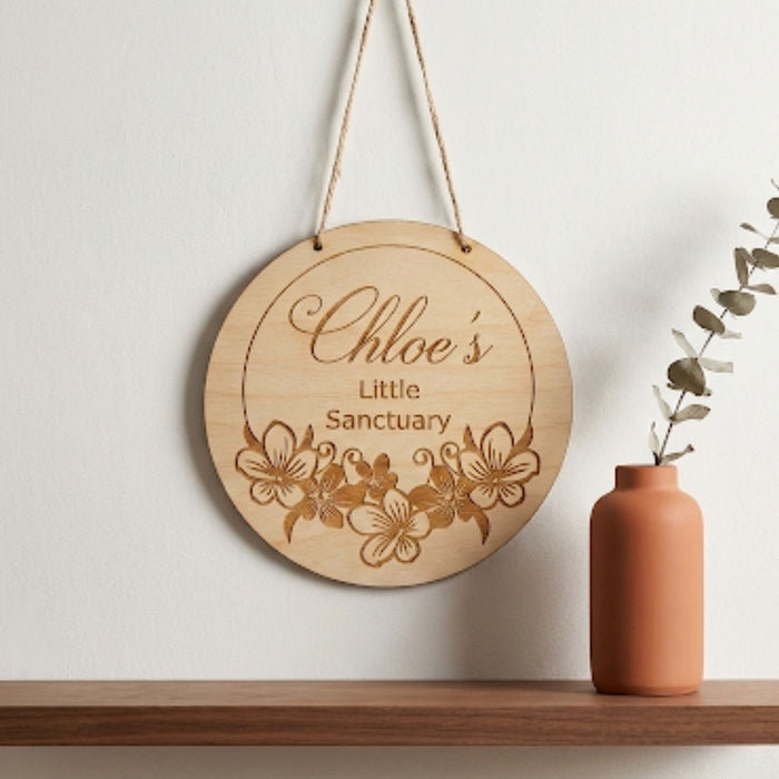 Personalised Little Sanctuary Sign I Home Well being Decor I Hanging Door Room Sign