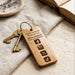 Personalised Logo Number Keyring I Custom Engraved Oak Wood Keyring I Hotel Business Keychain I