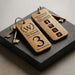 Personalised Logo Number Keyring I Custom Engraved Oak Wood Keyring I Hotel Business Keychain I