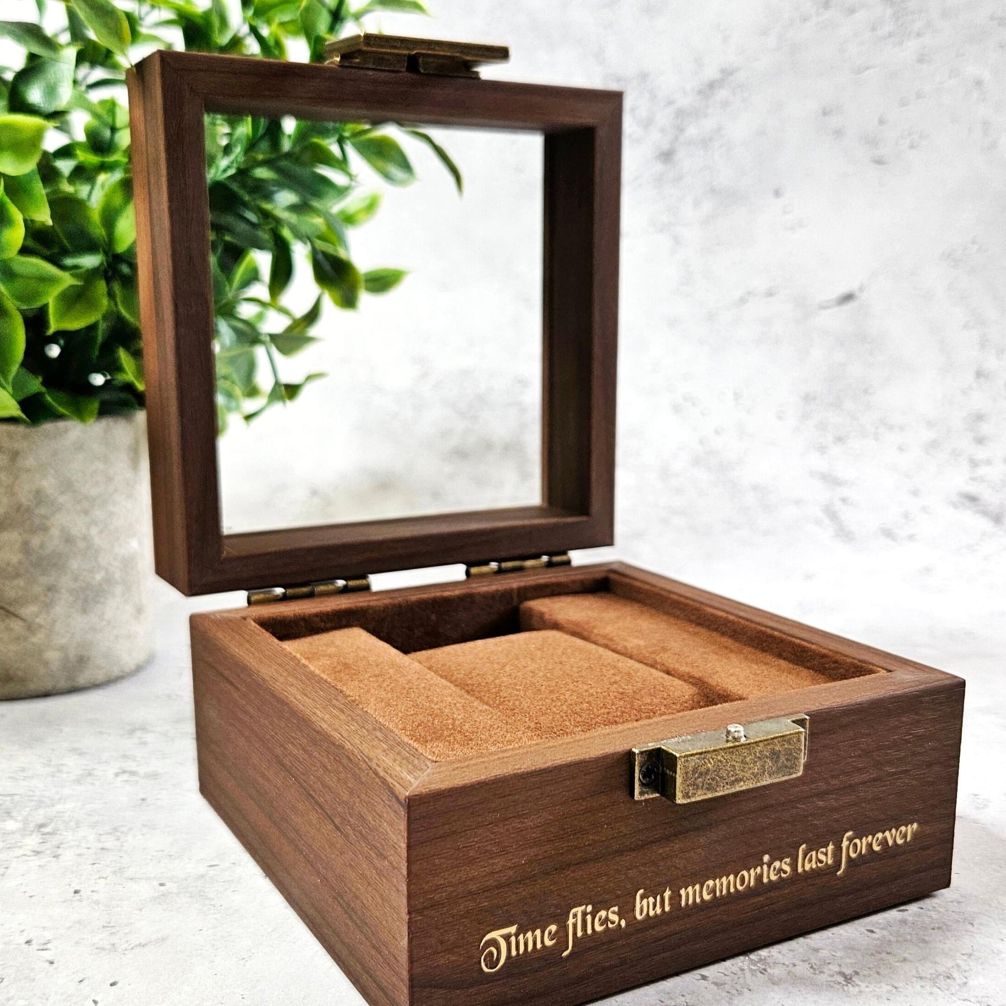 Watch Box Window Display Personalised Luxury Watch Box - Walnut Wood - Clear Window Display Lid ...