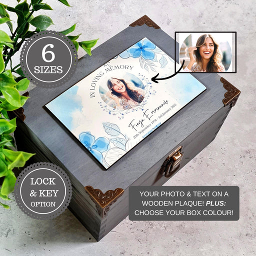 Personalised Memorial Bereavement Box I Custom Photo Funeral Keepsake Box I Wooden Sympathy Gift Box