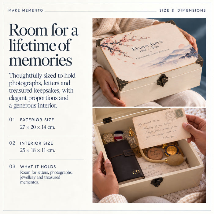 Personalised Memorial Keepsake Box with Lock, Wooden Memory Box, Luxury Sympathy & Bereavement Gift