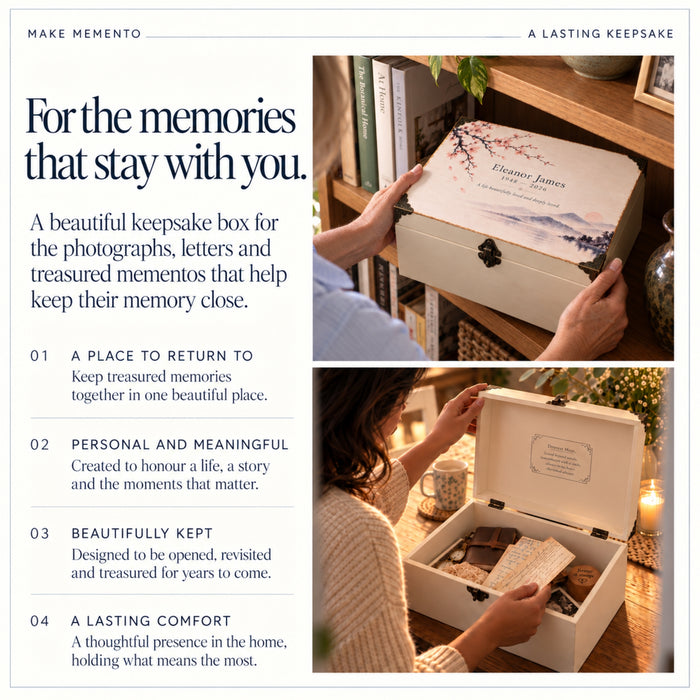 Personalised Memorial Keepsake Box with Lock, Wooden Memory Box, Luxury Sympathy & Bereavement Gift