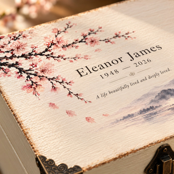 Personalised Memorial Keepsake Box with Lock, Wooden Memory Box, Luxury Sympathy & Bereavement Gift