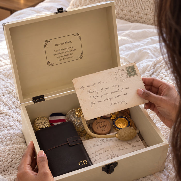 Personalised Memorial Keepsake Box with Lock, Wooden Memory Box, Luxury Sympathy & Bereavement Gift