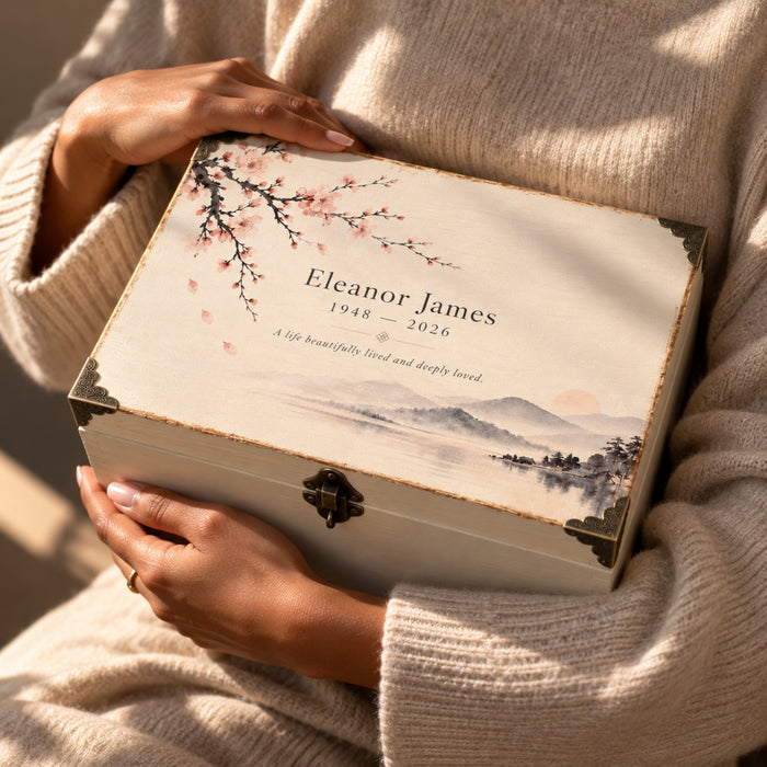 Personalised Memorial Keepsake Box with Lock, Wooden Memory Box, Luxury Sympathy & Bereavement Gift