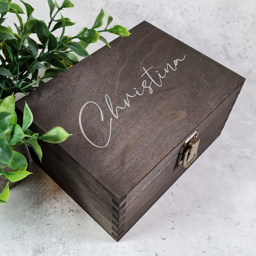 Personalised Memory Box With Lock, Wooden Keepsake Box - 6 Sizes Small to Large | Birthday, Wedding, Anniversary Gift