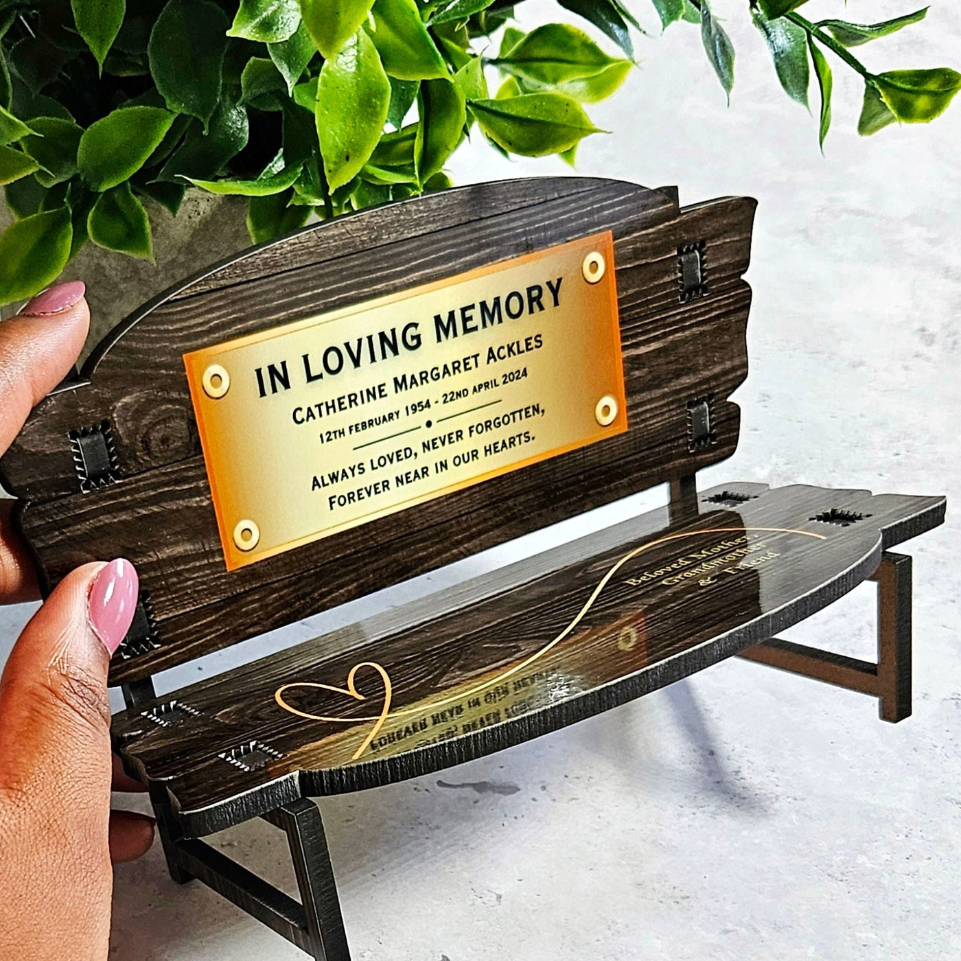 Memory Bench Personalised Mini Memorial Bench - Bereavement Sympathy Gift - Loss ...