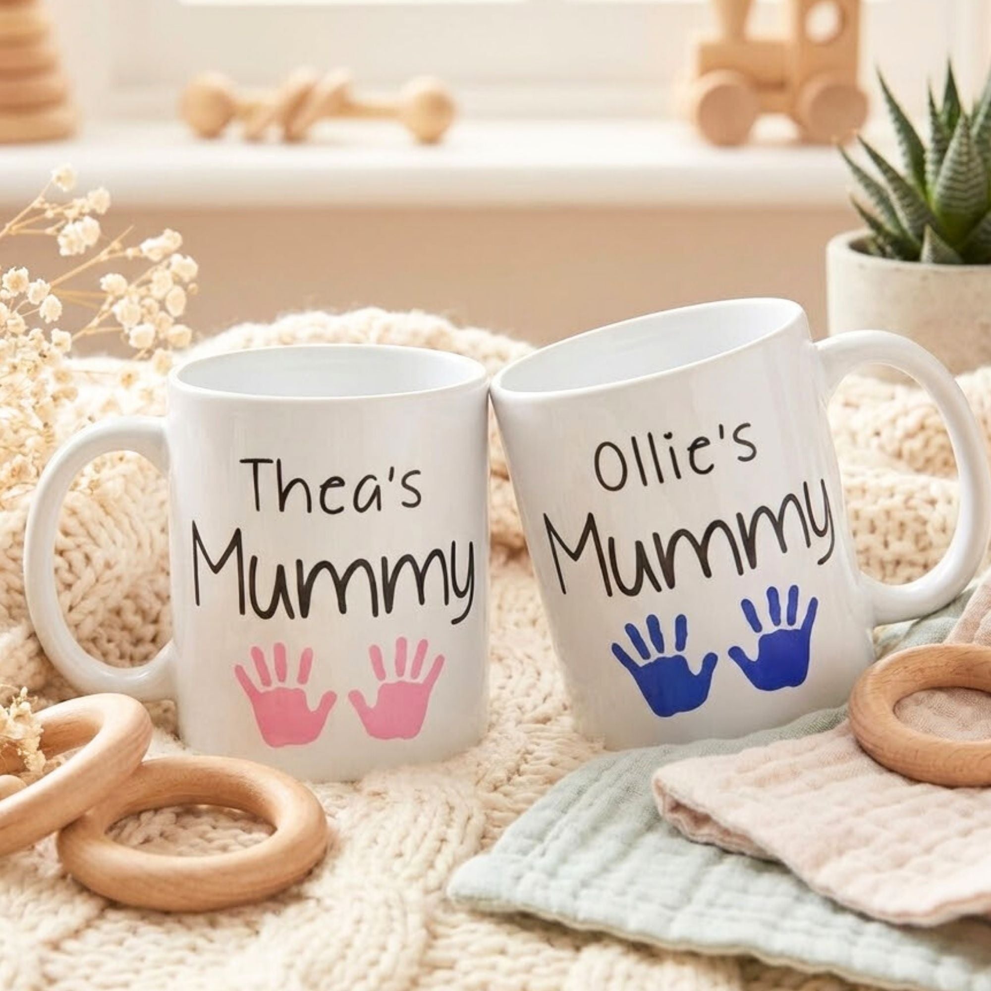 Personalised Mummy Baby Handprint Mug