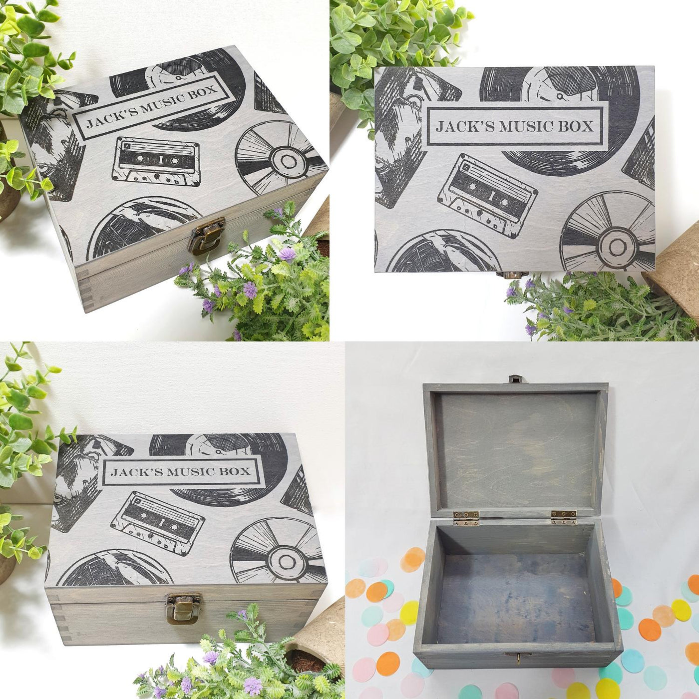 Personalised Music Keepsake Box I Wood Memory Box I Retro Musician Gift ...