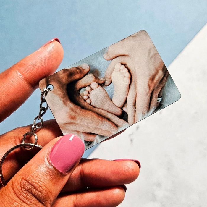 Personalised New Baby Family Photo Keyring