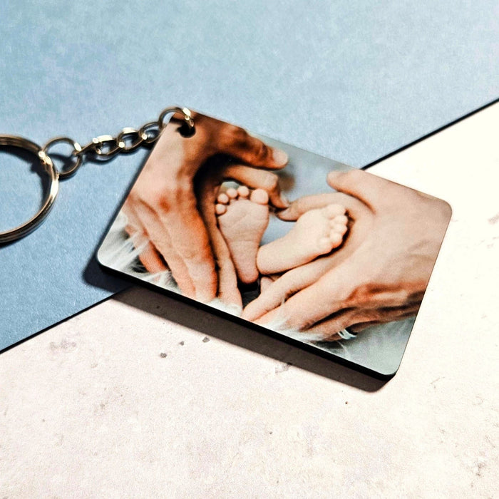 Personalised New Baby Family Photo Keyring