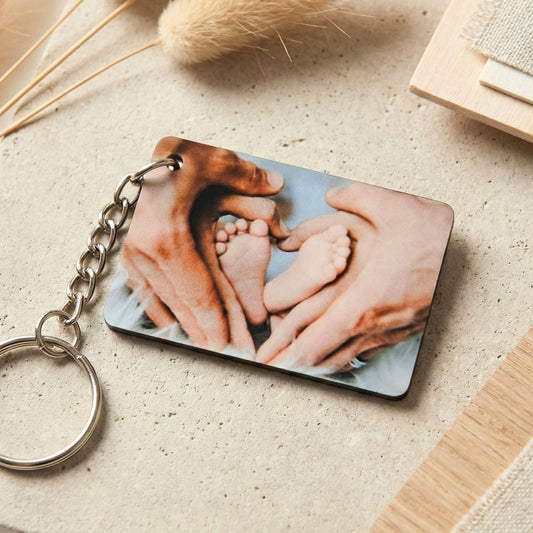 Personalised New Baby Family Photo Keyring