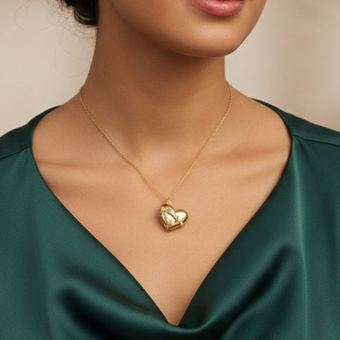 Personalised Opening Heart Pendant Necklace with Secret Message Scroll – Gold or Silver