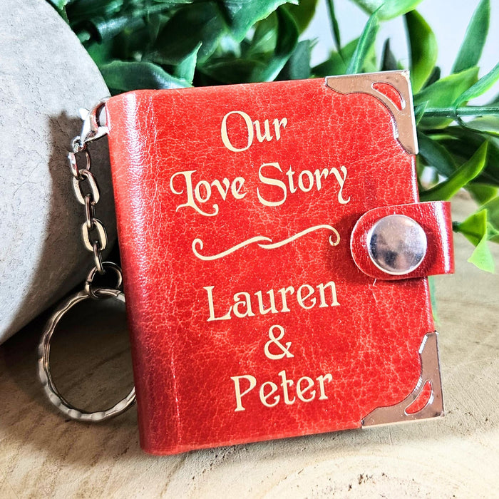 Personalised Our Love Story Photo Album Keychain Romantic