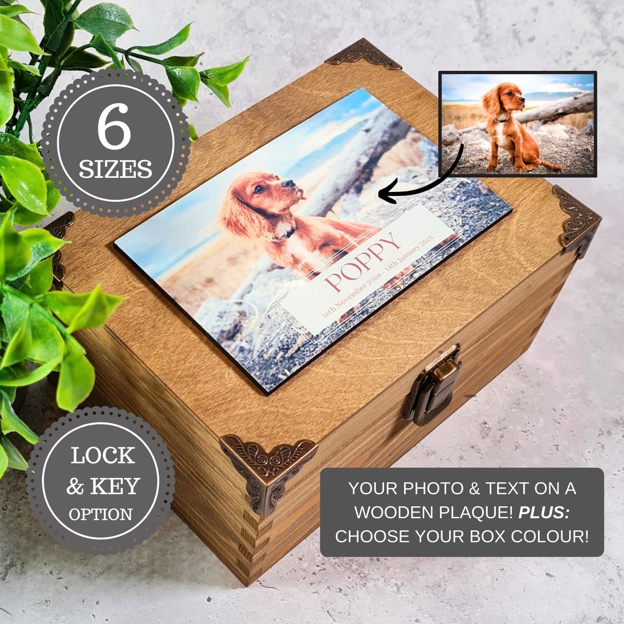 Personalised Pet Memorial Box I Custom Pet Dog Cat Ashes Keepsake Box ...