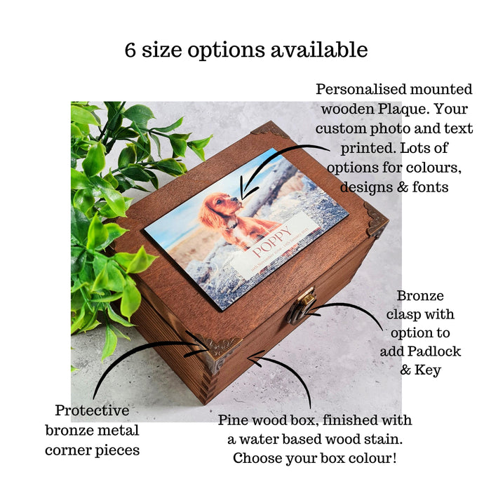 Personalised Pet Photo Keepsake Box I Pet Bereavement Memory Box - Memorial Ashes Urn