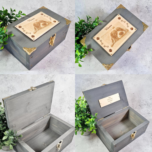 Personalised Pet Portrait Keepsake Box - Pet Photo Memory Box