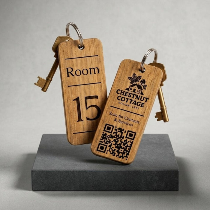 Personalised QR Code Keyring I Custom Wooden Scanable Website Keyring I Engraved Business QR Code Keychain