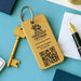 Personalised QR Code Keyring I Custom Wooden Scanable Website Keyring I Engraved Business QR Code Keychain
