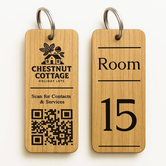 Personalised QR Code Keyring I Custom Wooden Scanable Website Keyring I Engraved Business QR Code Keychain