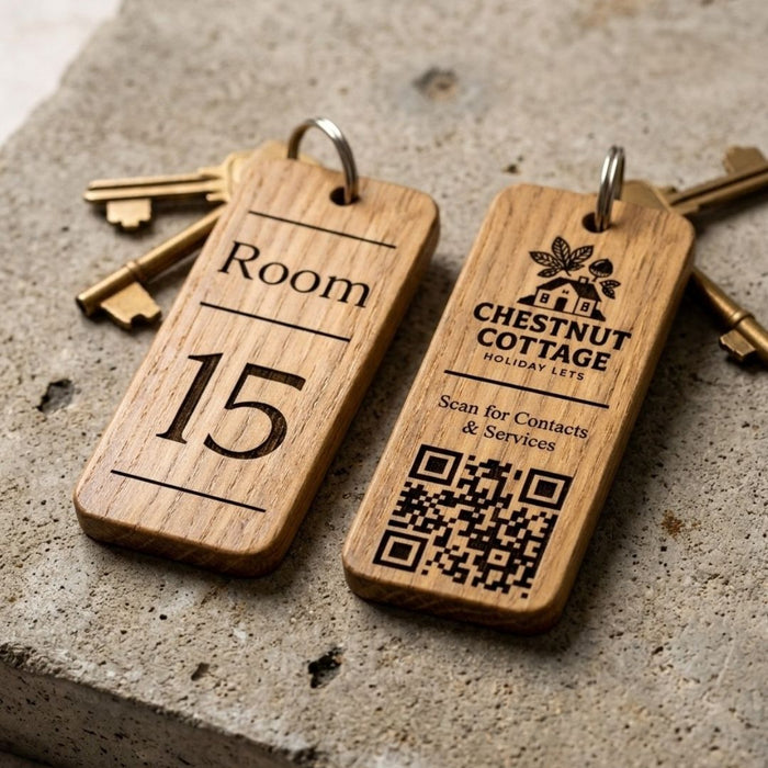 Personalised QR Code Keyring I Custom Wooden Scanable Website Keyring I Engraved Business QR Code Keychain