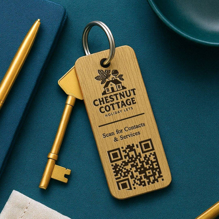 Personalised QR Code Keyring I Custom Wooden Scanable Website Keyring I Engraved Business QR Code Keychain
