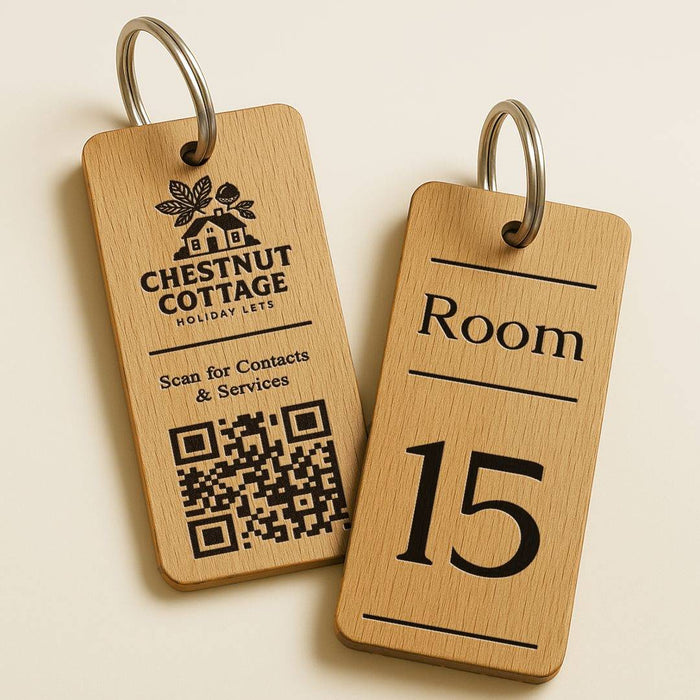 Personalised QR Code Keyring I Custom Wooden Scanable Website Keyring I Engraved Business QR Code Keychain