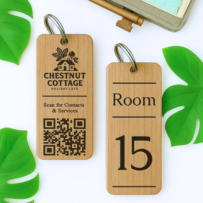 Personalised QR Code Keyring I Custom Wooden Scanable Website Keyring I Engraved Business QR Code Keychain